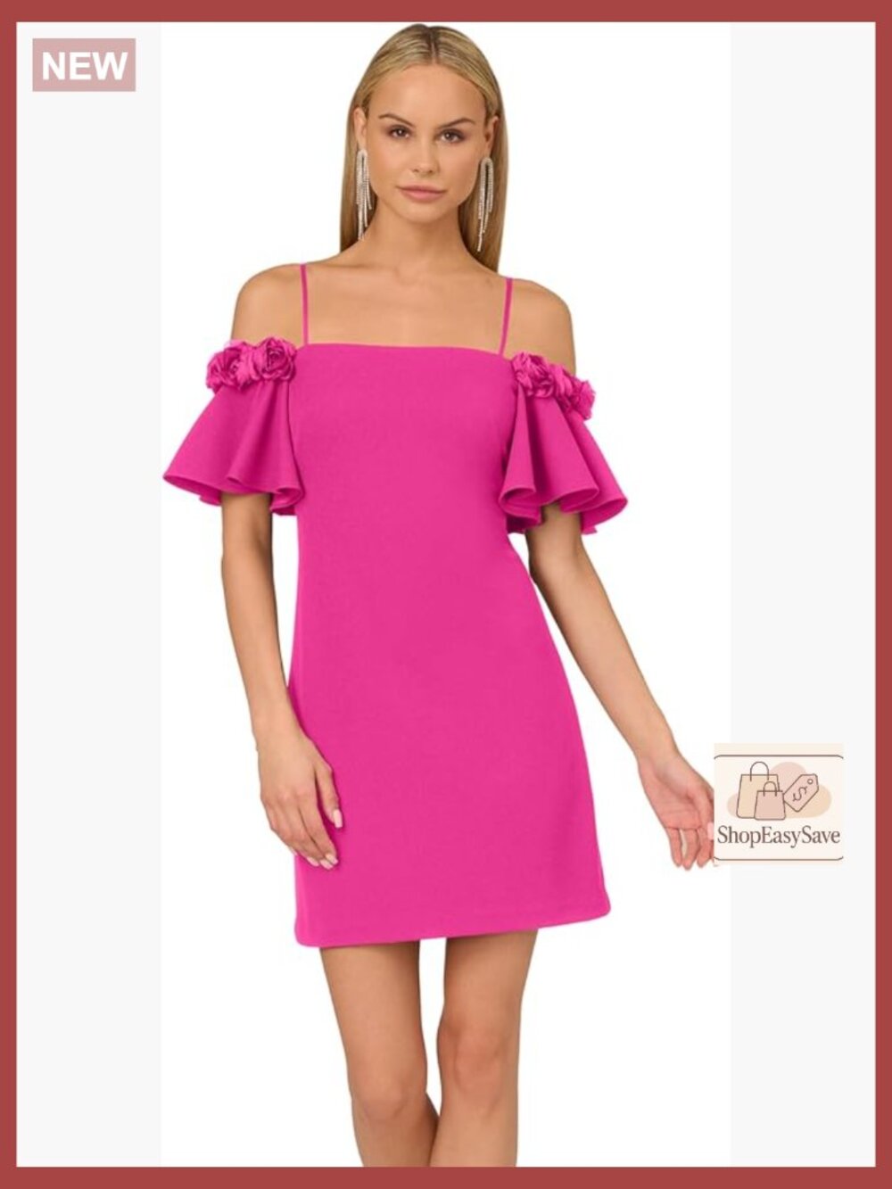 Knit Crepe Cocktail Dress Elegant Shift Silhouette Puff Sleeves Party Wear